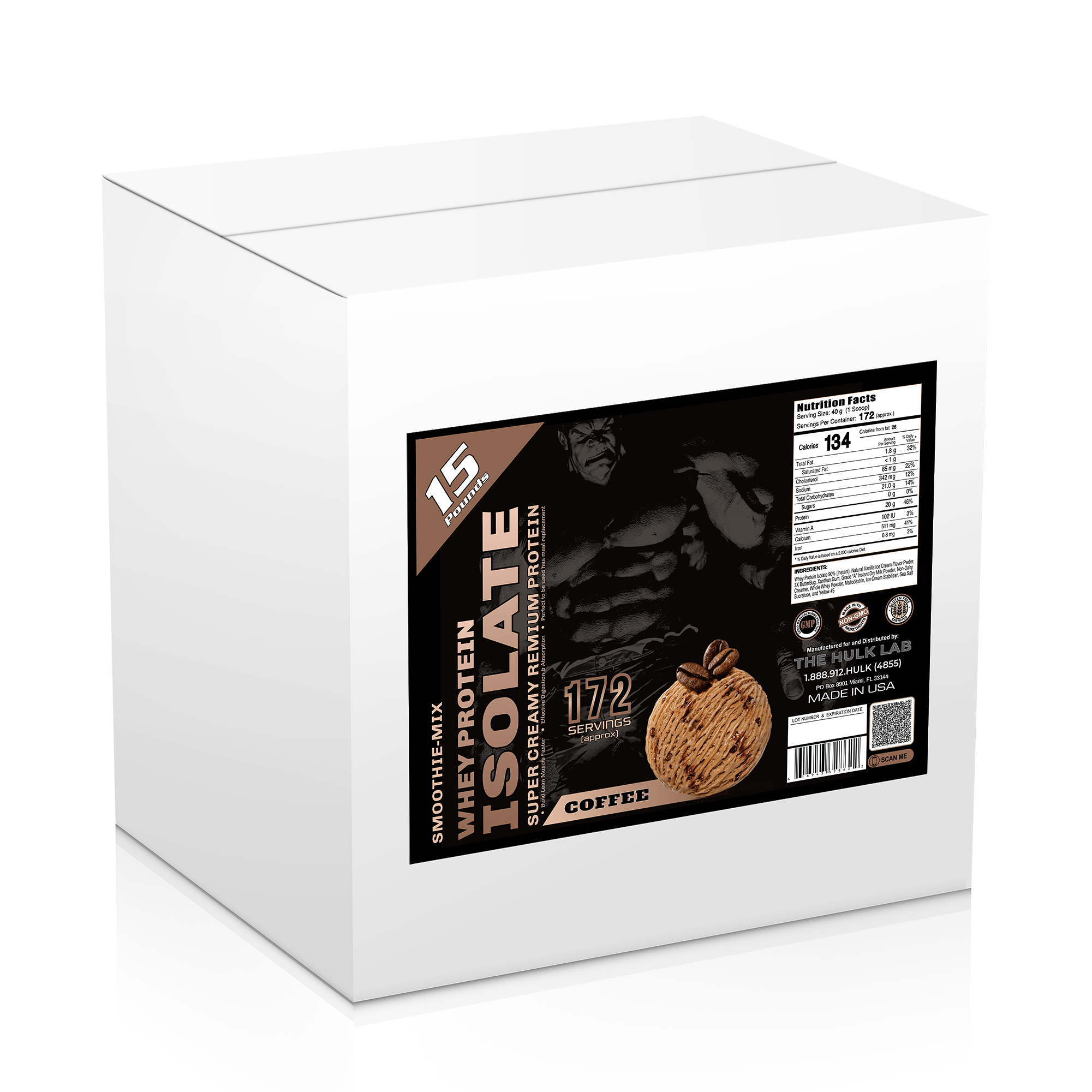 Bulk Whey Protein Isolate ( Smoothie-Mix 15Lb & 30Lb) Super Creamy Premium  Protein - The Hulk Lab